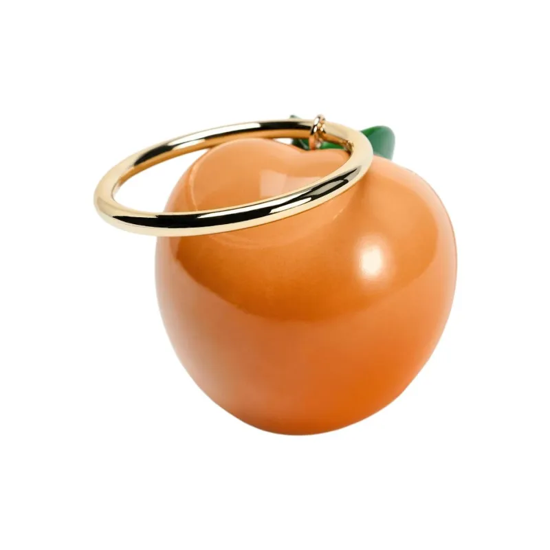 ZARA Brass Box Bag One Shoulder Handbag Mini Women's Orange-4
