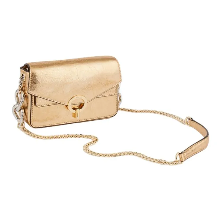 Sandro Sheepskin Crossbody Bag Shoulder Bag Medium Size Women's Gold-2