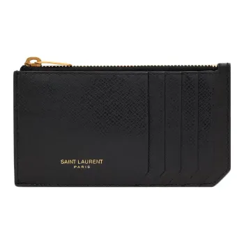 SAINT LAURENT PARIS Leather Card Holder Women's Black