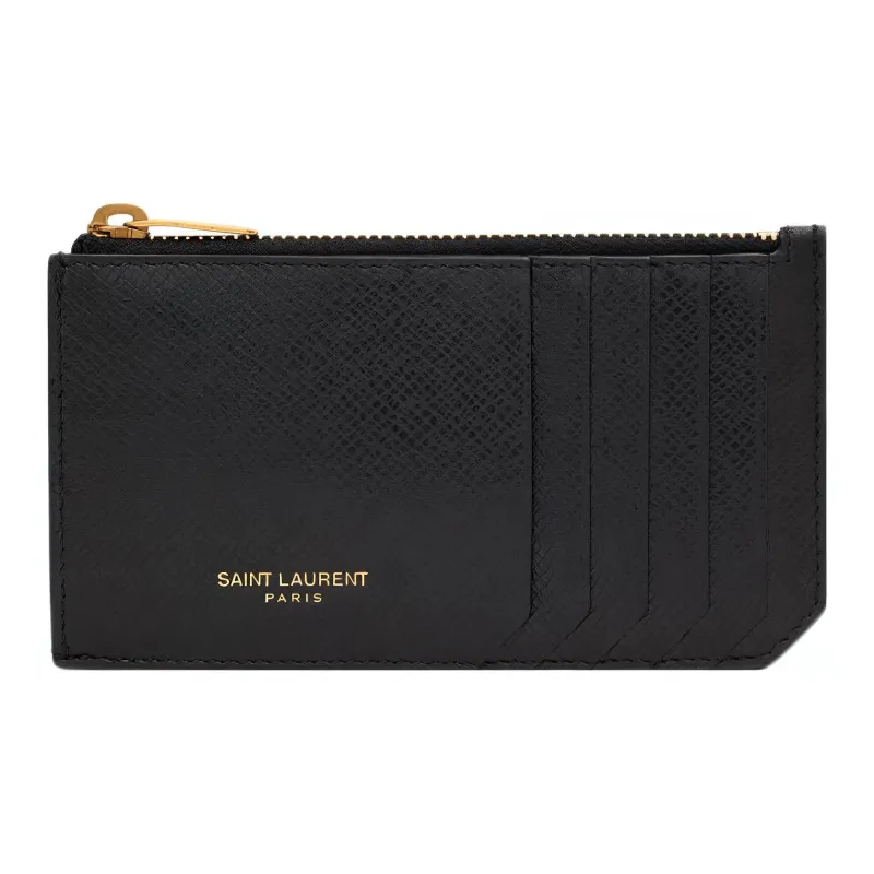 SAINT LAURENT PARIS Leather Card Holder Women's Black-0