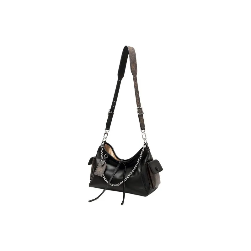 DAPHNE PU Shoulder Bag, Crossbody Bag Medium Size Women's Black-4