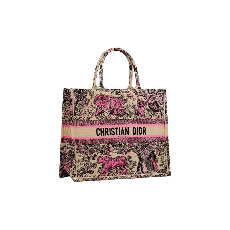 DIOR DIORIVIERA Embroidery Tote Bag, Shopping Bag, Handbag Tubas Women's Beige & Pink-1