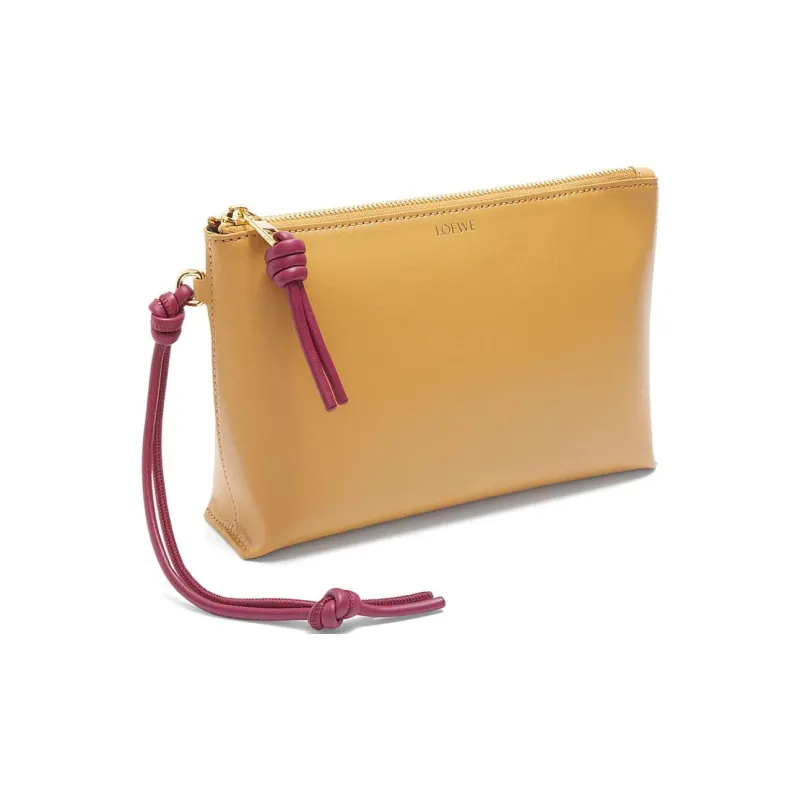 LOEWE Cow Leather Clutch Women's 1Desert Yellow & Deep Red-1