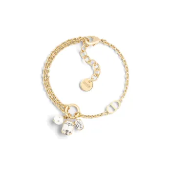 DIOR Metal Resin Pearl Crystal Bracelets Women's Gold