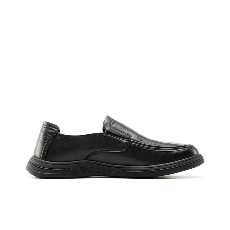 JOSINY Low Top, Everyday Commute Casual Leather Shoes Men Black-3