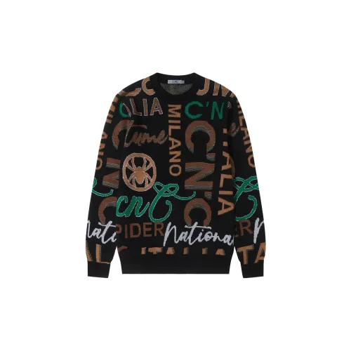 C'N'C Rhythm Party Series Cashmere Sweaters Men Black Floral Edition