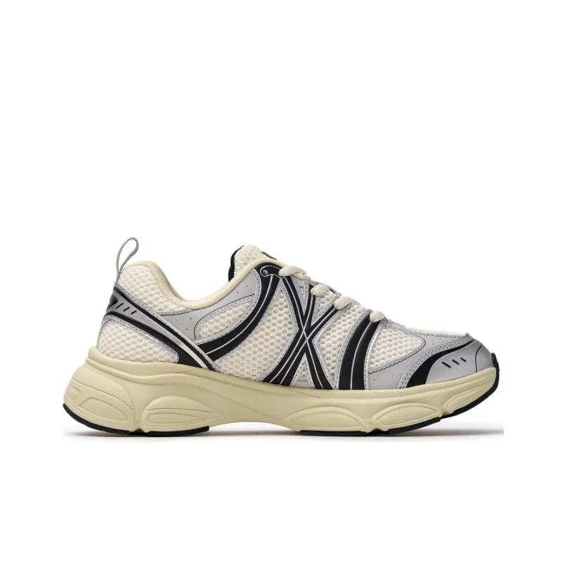 MLB Chunky Runner Ace Runner Anti Slip Wear Resistant Low Top Running Shoes Unisex Beige Black-1