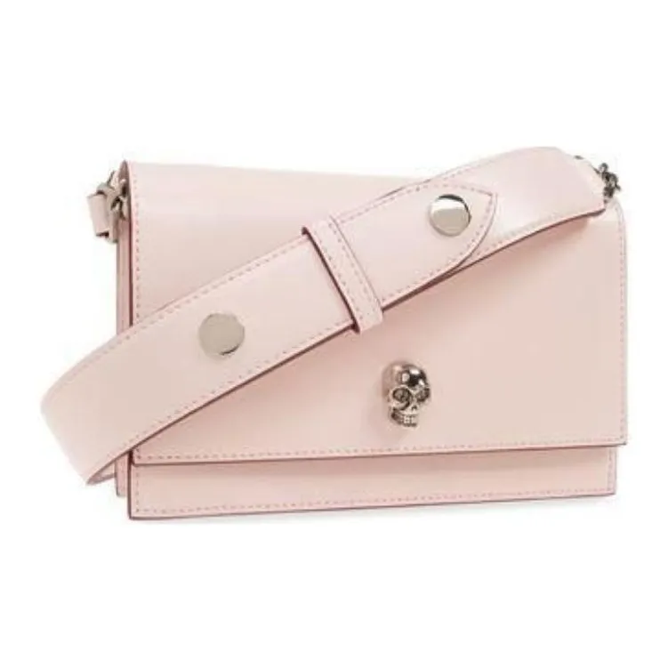 Alexander McQueen Skull Calfskin Handbag Shoulder Bag Small Size Women's Pink-2