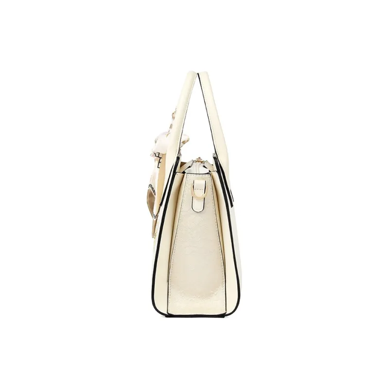 TUCANO Split Cow Leather With Synthetic Leather Handbag Regular Women's Ecru-3