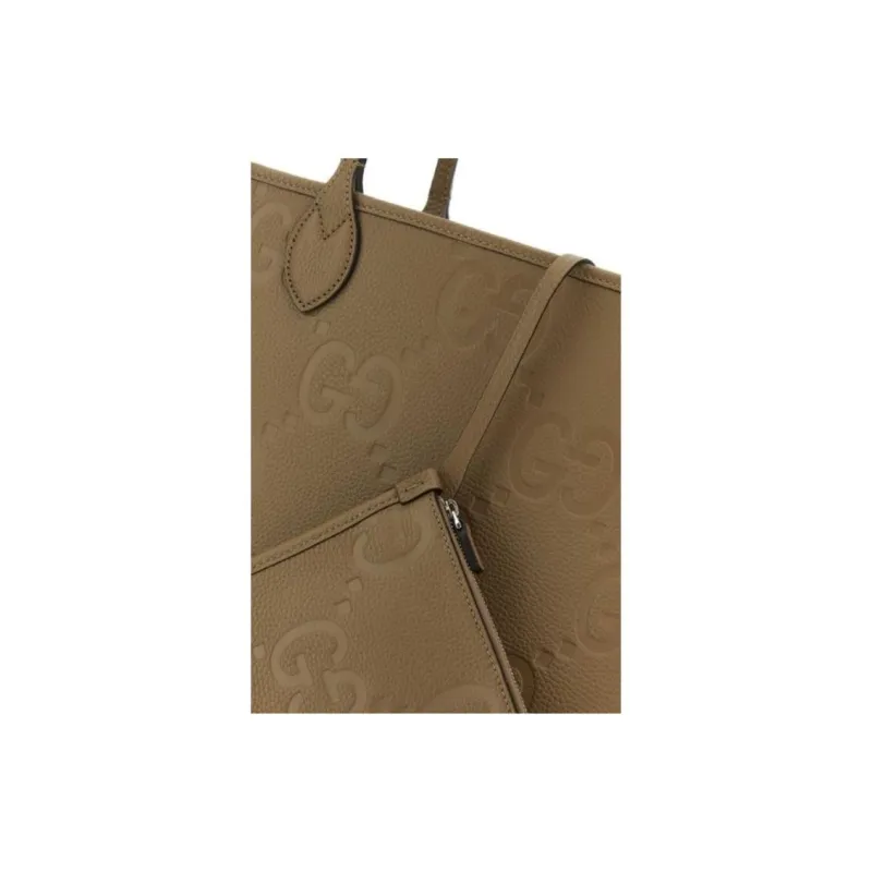GUCCI Leather Tote Bag Shopping Bag Handbag Shoulder Bag Men's Taupe-11
