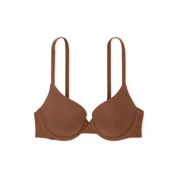 Victoria's Secret Push-Up Perfect Shape Ribbed Cotton Bra/Mousse Bra Women's Brown