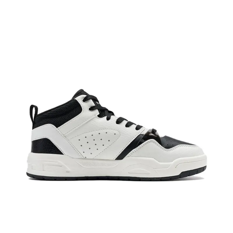 PEAK Classic Heritage Wear Resistant Slip Resistant Mid Top Skateboard Shoes Women's White Black-1