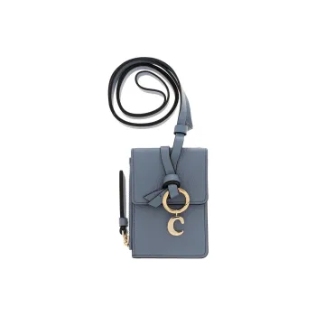 Chloe Alphabet Calfskin Card Holder Women's Blue