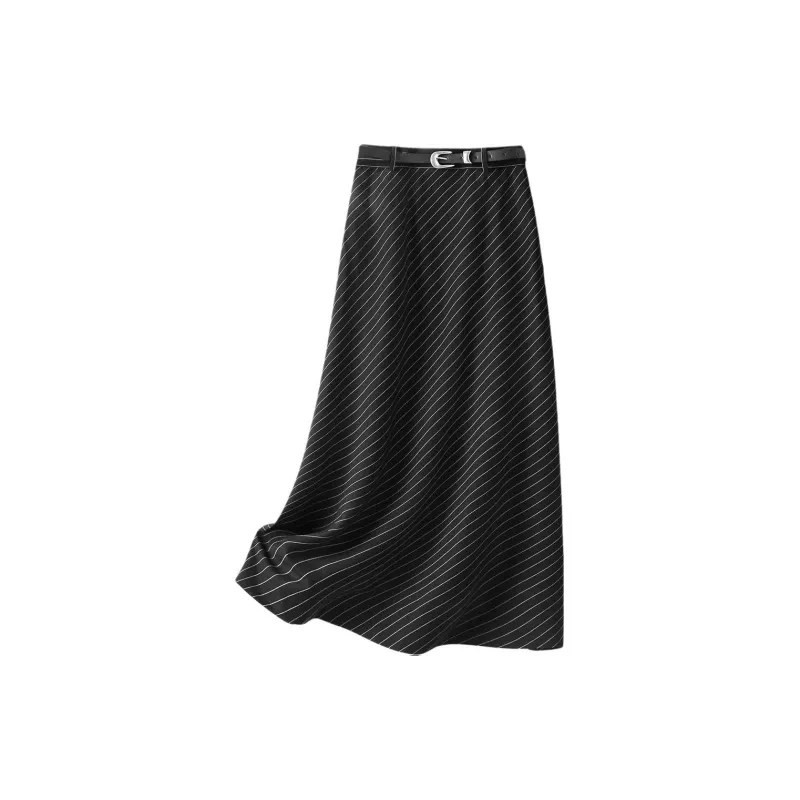 IHIMI Casual Long Skirts Women's Black-1