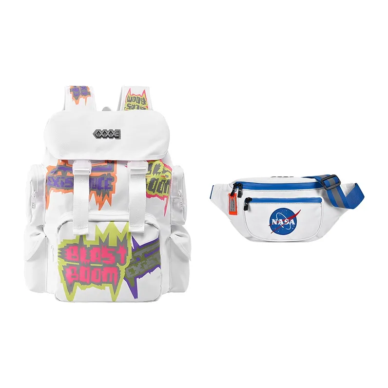 COEXISTENCE Polyester Backpack Basketball Bag Tubas Unisex White-8