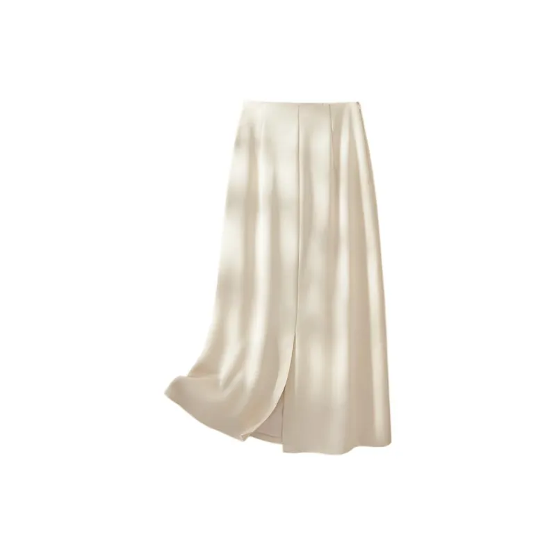 IHIMI Casual Long Skirts Women's Beige-1