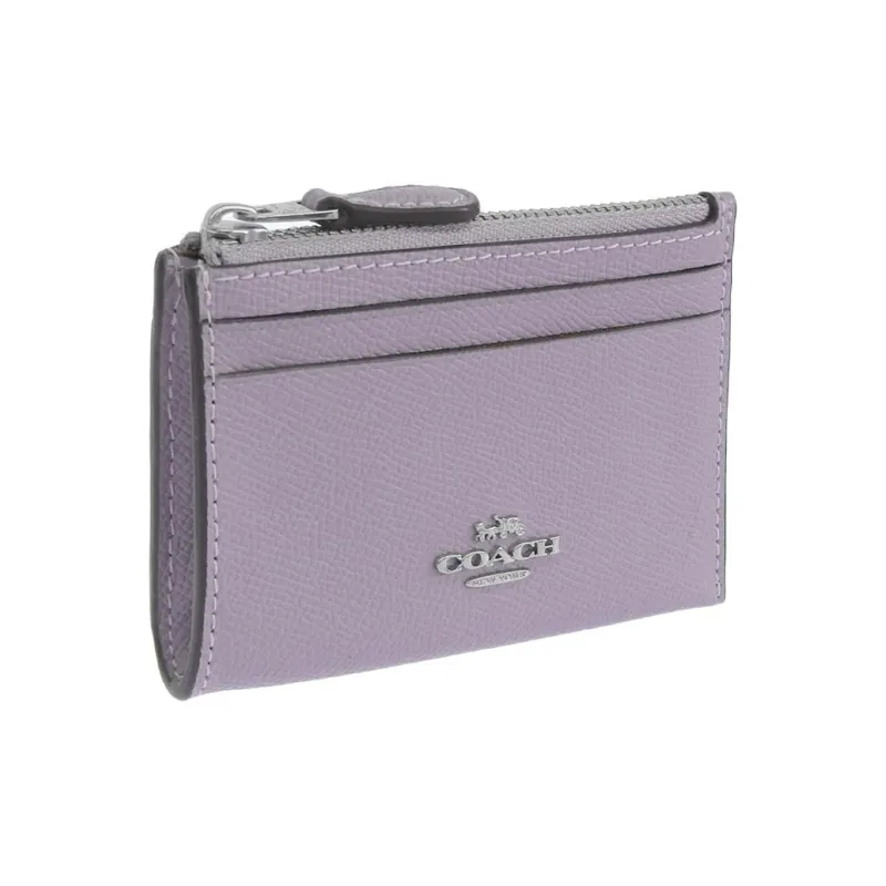 COACH Skinny Id Case Cross Grain Cow Leather Document Bag, Coin Purse, Card Holder Mini Women's Purple-1