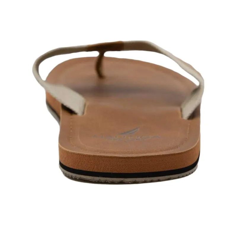 NAUTICA Odor-Resistant Antibacterial Flip Flops Unisex Military Brown-3