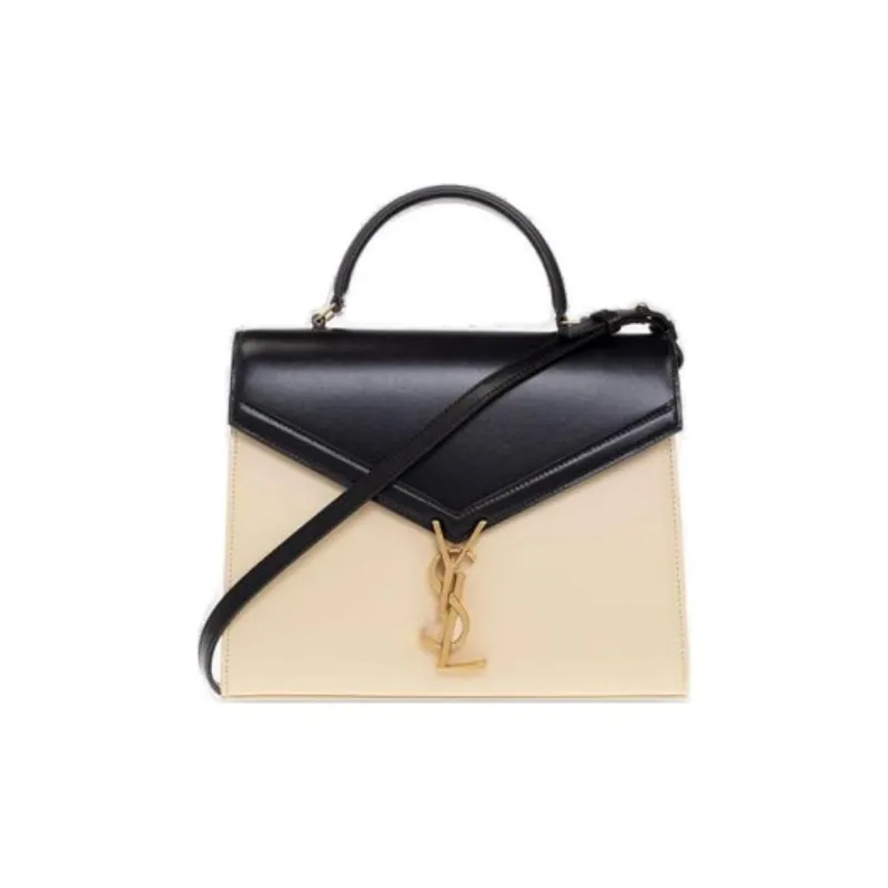 SAINT LAURENT CASSANDRA Calfskin Portable Crossbody Bag, Shoulder Bag Medium Size Women's Black/Ecru-6