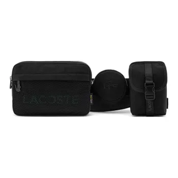 LACOSTE Fabric One Shoulder Crossbody Fanny Pack Regular Unisex Black