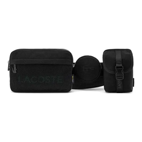 LACOSTE Fabric One Shoulder Crossbody Fanny Pack Regular Unisex Black