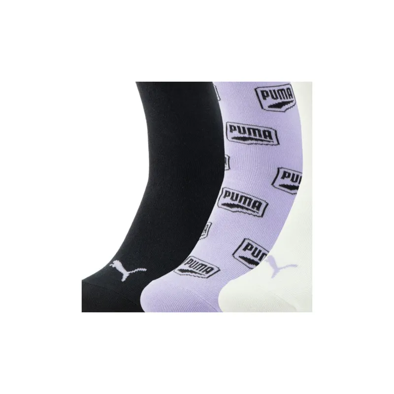 PUMA 3P APAC Mid Calf Socks Unisex 3 Pack Light Purple+White+Black-2