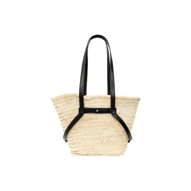 Givenchy Voyou Cow Leather Basket Bag, Portable Crossbody Bag, Shoulder Bag Medium Size Women's Black/Natural-1