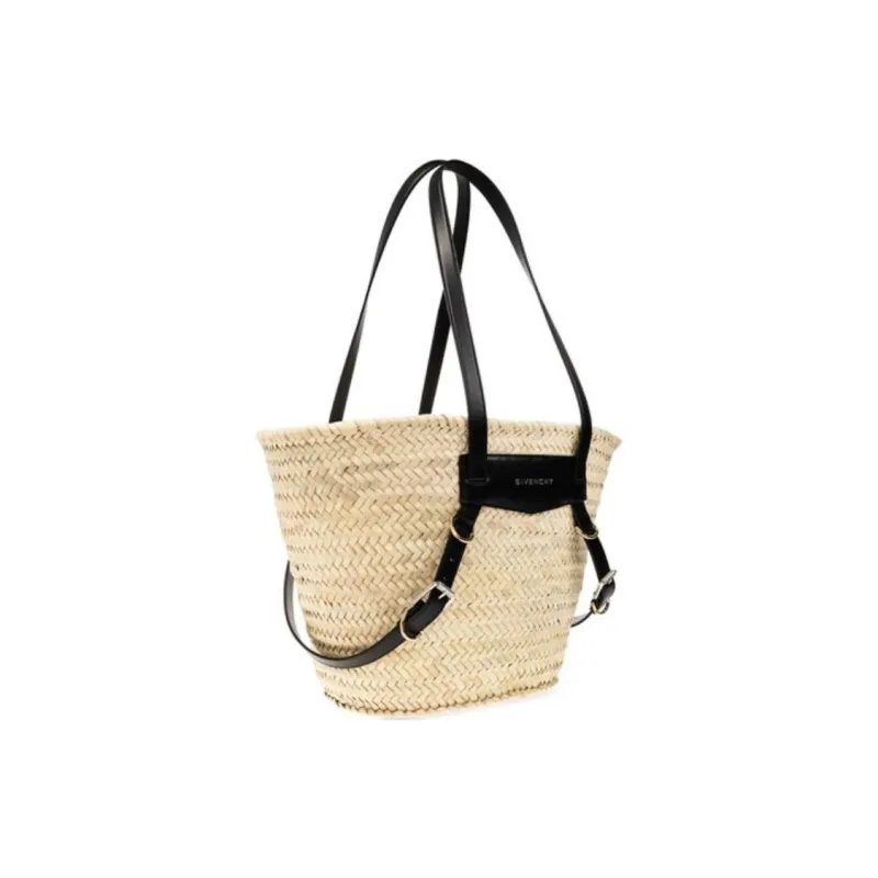 Givenchy Voyou Cow Leather Basket Bag, Portable Crossbody Bag, Shoulder Bag Medium Size Women's Black/Natural-2