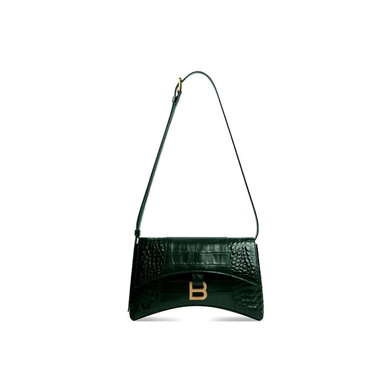 Balenciaga Downtown Crocodile-Embossed Calfskin Handbag Shoulder Bag Crossbody Bag Extra Small Women's Green-0