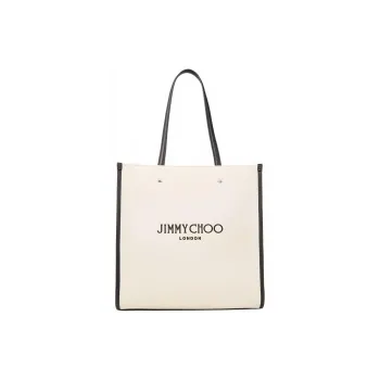 Jimmy Choo Canvas Canvas Bag Tote Bag Shopping Bag Shoulder Bag Crossbody Bag Handbag Women's Beige & Black