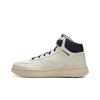 LiNing Qingyun HI Anti Slip And Wear Resistant Breathable High Top Skateboard Shoes Unisex White Blue