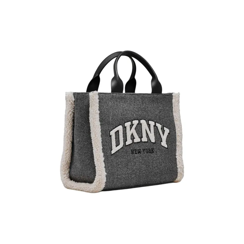 DKNY Cotton Tote Bag Shopping Bag Shoulder Bag Crossbody Bag Handbag Medium Size Women's Gray-1