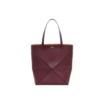LOEWE Shiny Calfskin Tote Bag Shopping Bag Shoulder Bag Handbag Extra Large Women's Dark Burgundy