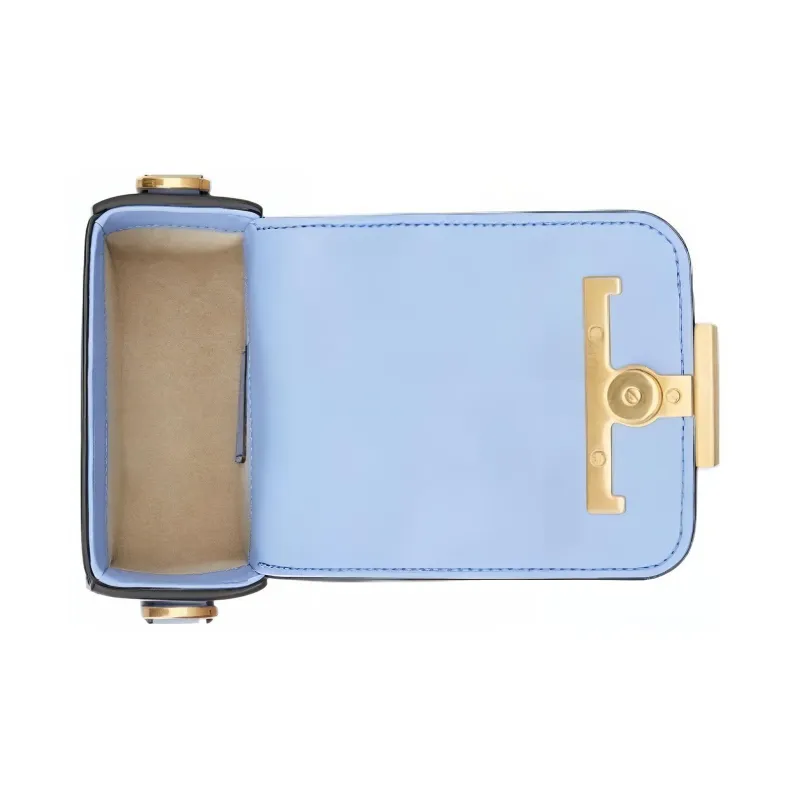 TOD'S Timeless Cow Leather Messenger Bag, Crossbody Bag, Shoulder Bag Mini Women's Blue-2