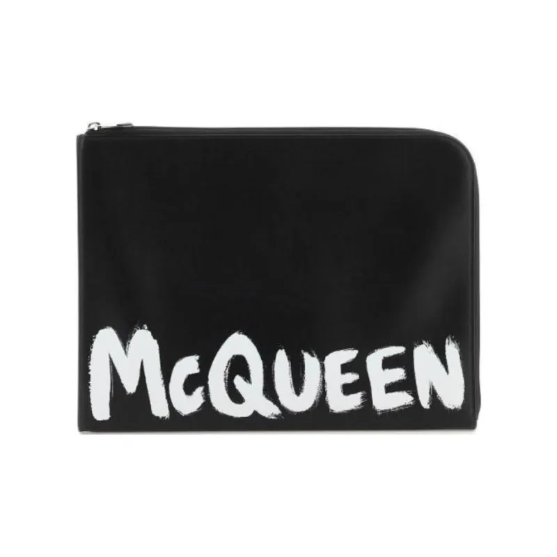 Alexander McQueen Smooth Leather Clutch Regular Men's Black-3
