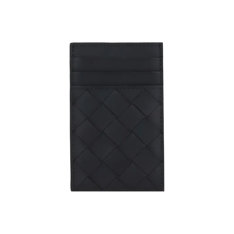 Bottega Veneta Intrecciato Cow Leather Card Holder Wallet Regular Men's Black-0