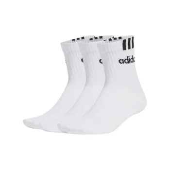 Adidas 3s Linear Mid Calf Socks Unisex 3 Pack White