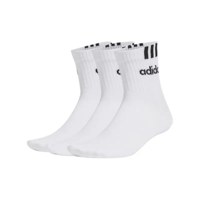 Adidas 3s Linear Mid Calf Socks Unisex 3 Pack White-0