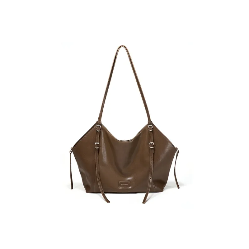 Simedin Cow Leather With Synthetic Leather Tote Bag, Shoulder Bag Women's Deep Black/Brown-4