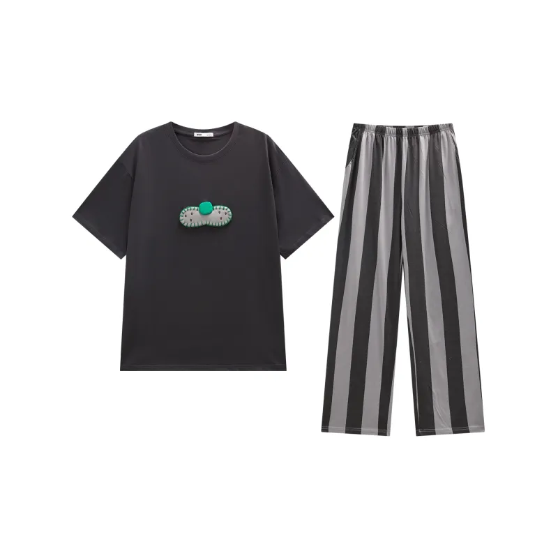 YSO Cool Cat Series Pajama Set Unisex Dark Charcoal Gray-0