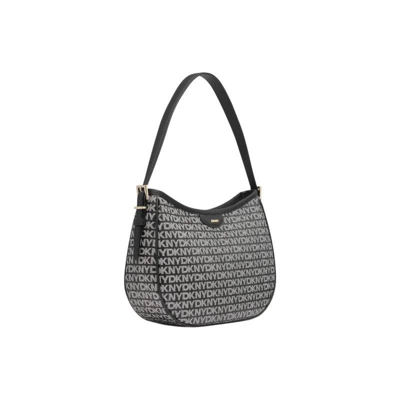 DKNY Soft Leather Hobo Bag One Shoulder Handbags Women's Black-1
