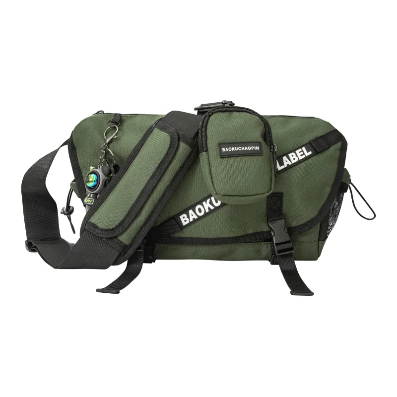 KONADCT Nylon Commute Urban Techwear Crossbody Bag Large Size Unisex Khaki/White/Gray/Army Green-17