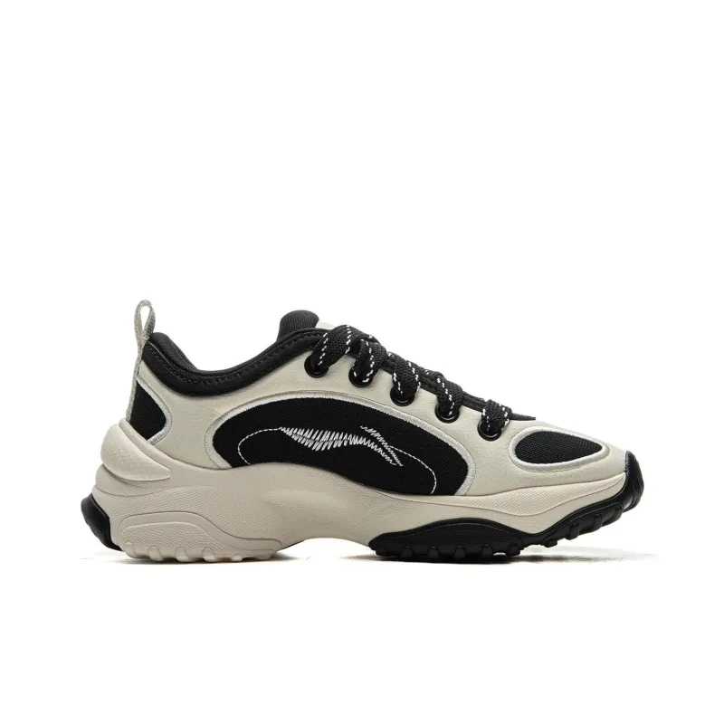 LiNing Cushioning, Abrasion Resistant, Height Increasing Low Top Casual Shoes Women's Black Beige-1