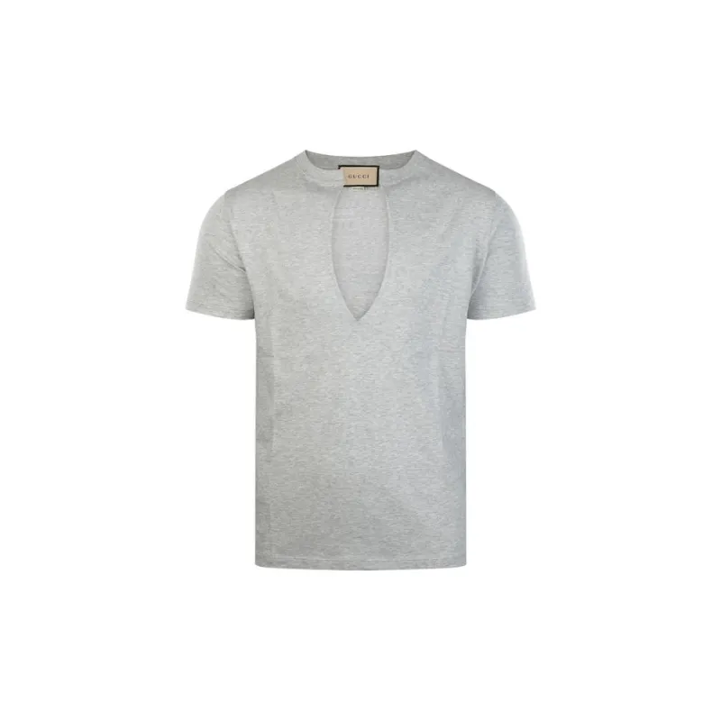 GUCCI Split Neck Short Sleeved T Shirt-1