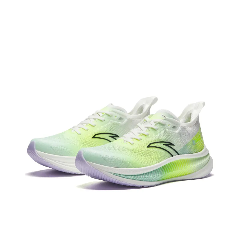 Anta Cushioning Abrasion Resistant Breathable Low Top Full Length Carbon Plate Running Shoes Men's White Green-2