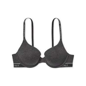 Victoria's Secret Push-Up Perfect Shape Ribbed Cotton Bra/Grey Bra Women's Dark Gray