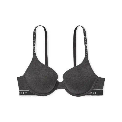Victoria's Secret Push-Up Perfect Shape Ribbed Cotton Bra/Grey Bra Women's Dark Gray