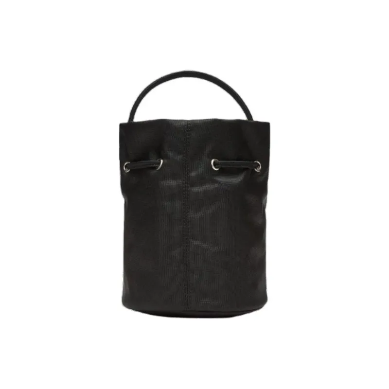 Balenciaga Wheel Shell Drawstring Bucket Bag Xs Black/White-7