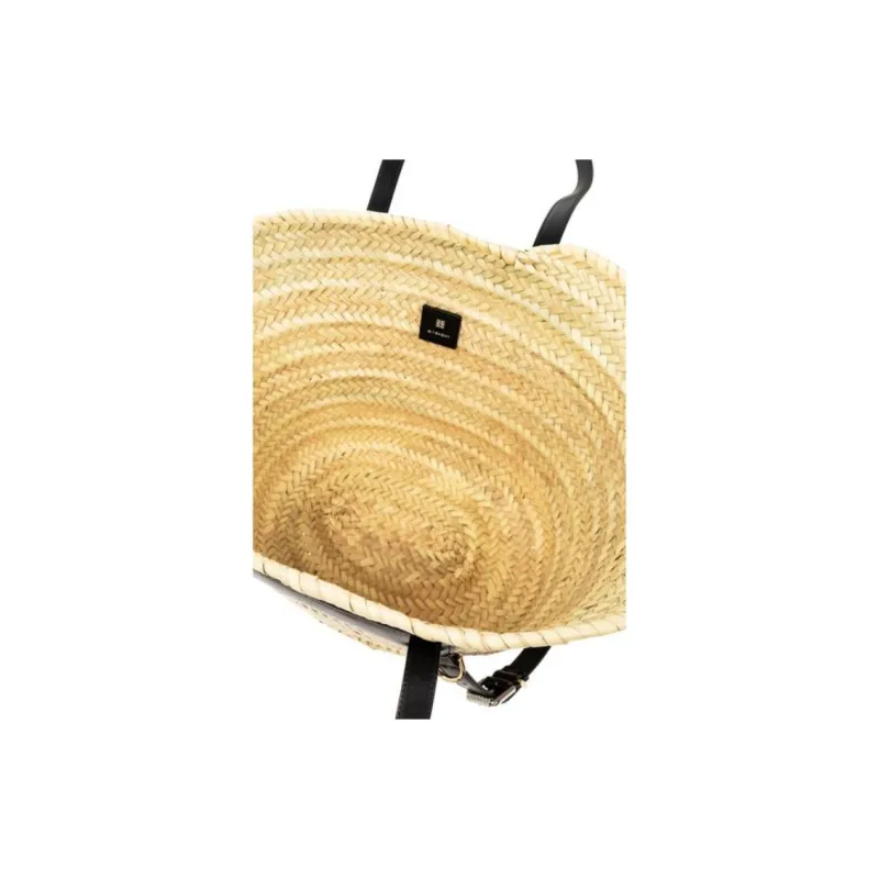 Givenchy Voyou Cow Leather Basket Bag, Portable Crossbody Bag, Shoulder Bag Medium Size Women's Black/Natural-5