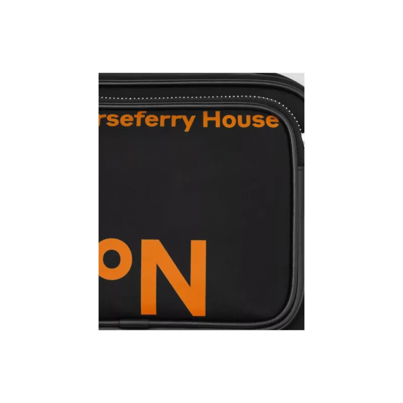 Burberry Leather Shoulder Bag Crossbody Bag Men's Black/Orange-5